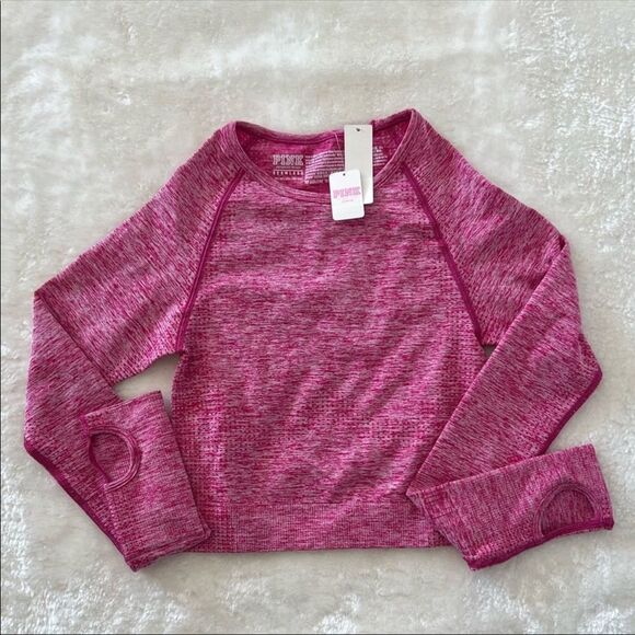 Pink VS Seamless Cropped Workout Top - Picture 2 of 6